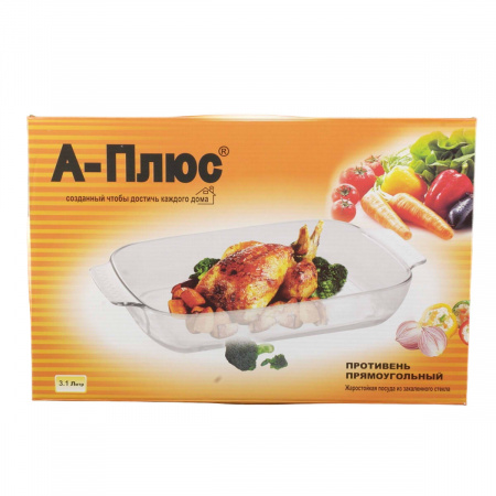 Форма для запікання A-PLUS скляна прямокутна 3.1 л 32 х 24 х 6 см (1094)