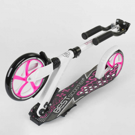 Самокат_двухколесный_70518_(2)_Best_Scooter_БЕЛЫЙ_зажим_руля_переднее_колесо_PU_-_230мм_заднее_колес