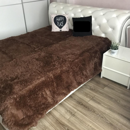 Плед Євро KOLOCO "Травка" 210 х 230 см (41954) Коричневий