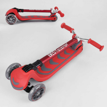 Самокат_трехколесный_Y-00325_(4)_Best_Scooter_КРАСНЫЙ_складной_алюминиевый_руль_4_колеса_PU_со_свето