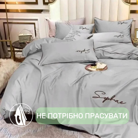 Постельное белье двуспальное KOLOCO Sophae сатин (37978) Светло-серый