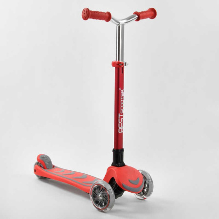 Самокат_трехколесный_Y-00325_(4)_Best_Scooter_КРАСНЫЙ_складной_алюминиевый_руль_4_колеса_PU_со_свето