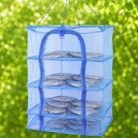 Підвісна сітка сушарка для сушіння риби фруктів овочів грибів Fish Drying Net 4 яруси 40 х 40 х 65 см