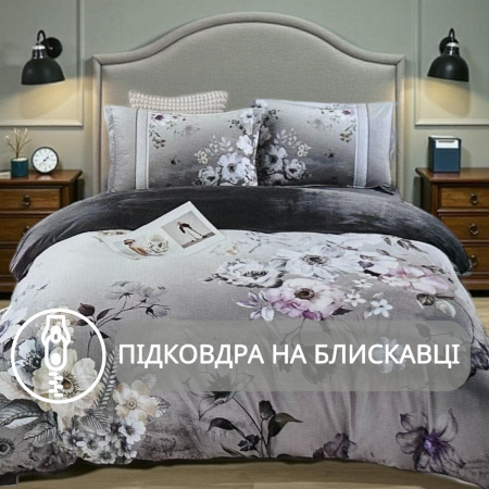 Велюрова постільна білизна Євро KOLOCO "5D малюнок" (42542) 
