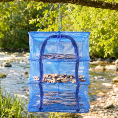 Підвісна сітка сушарка для сушіння риби фруктів овочів грибів Fish Drying Net 4 яруси 40 х 40 х 65 см