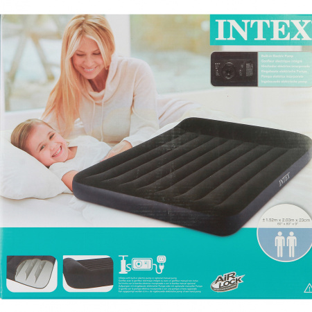Надувная велюр-кровать Intex с электронасосом 152 x 203 x 30 см (66781)